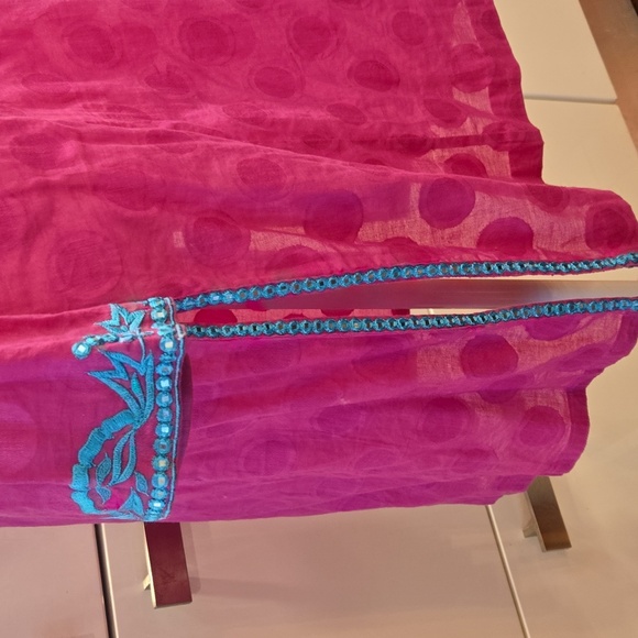 Sulu Collection Sabrina Cotton Boho Embroidered Tunic Pink & Turquoise Size 6 - Picture 5 of 9